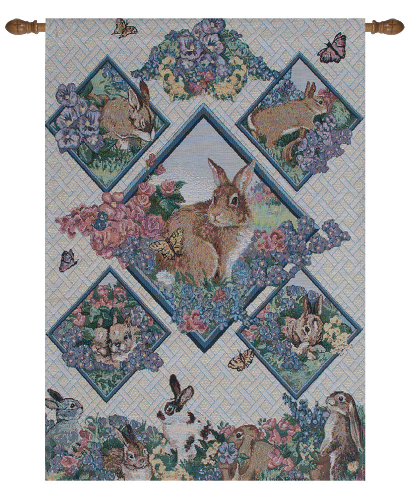 Spring Bunnies Fine Art Tapestry