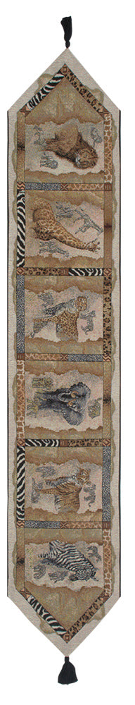 Safari Animals I with Black Tassel Tapestry Table Runner