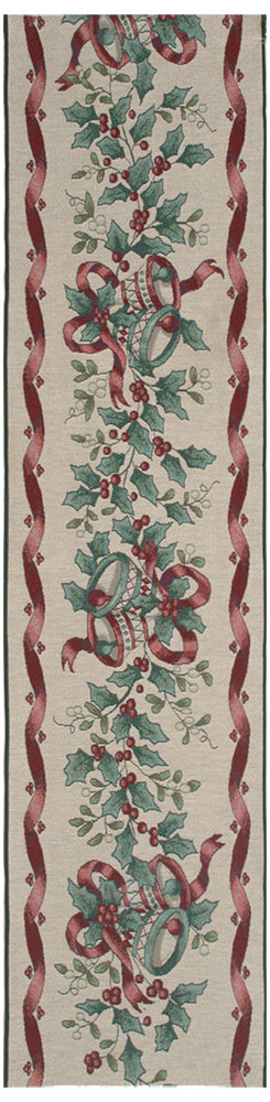 Holly-Holiday Tapestry Table Runner