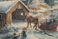 Village Covered Bridge Tapestry Throw