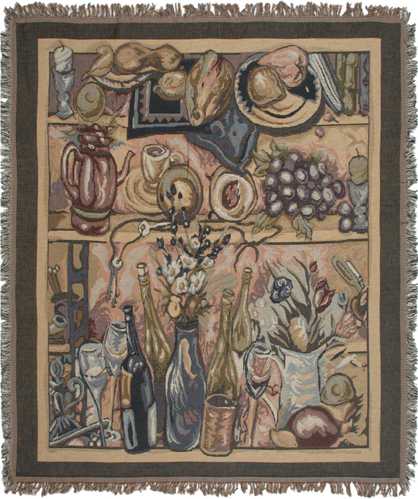 Wine Parlor Still Life Tapestry Throw