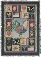 Americana Rooster Tapestry Throw