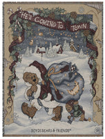 He's Coming To Town Tapestry Throw