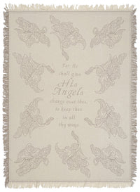 Psalm 91:11 Natural Tapestry Throw