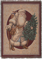 Santa Bearing Gifts Tapestry Throw