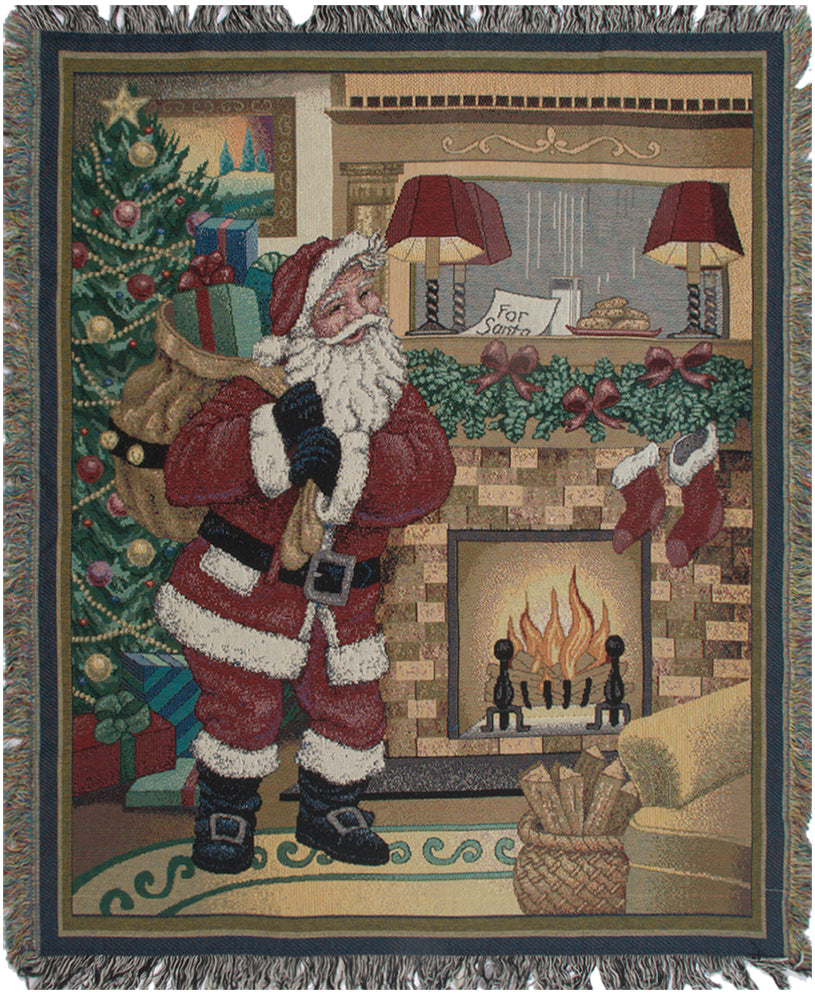 A Visit From Santa Tapestry Throw