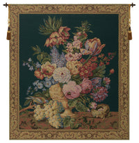 Brussels Bouquet Green I European Tapestry by Jan Brueghel de Velours