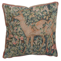 Two Does In A Forest Small French Tapestry Cushion by William Morris