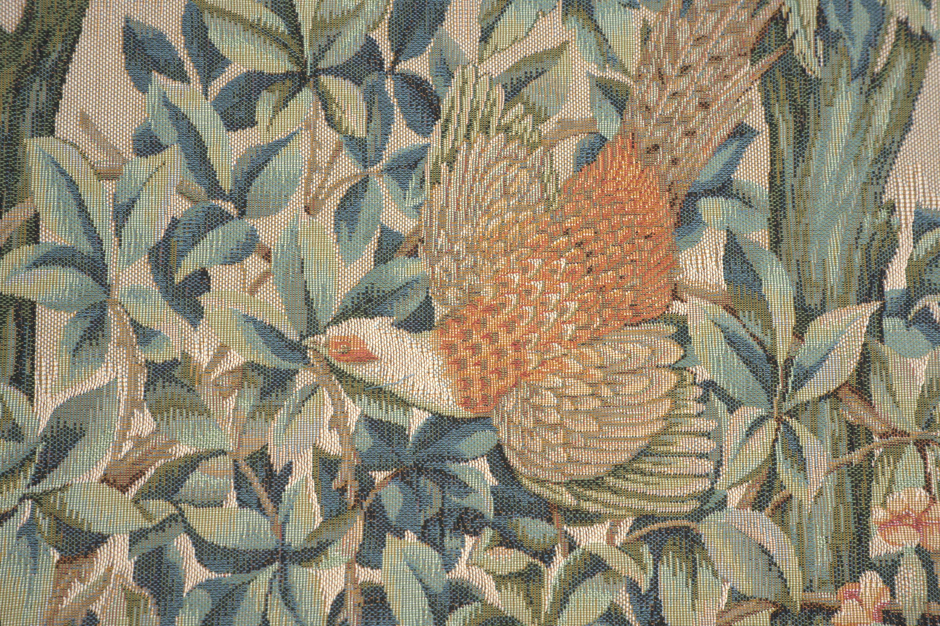 A Pheasant In A Forest Large French Tapestry Cushion by William Morris