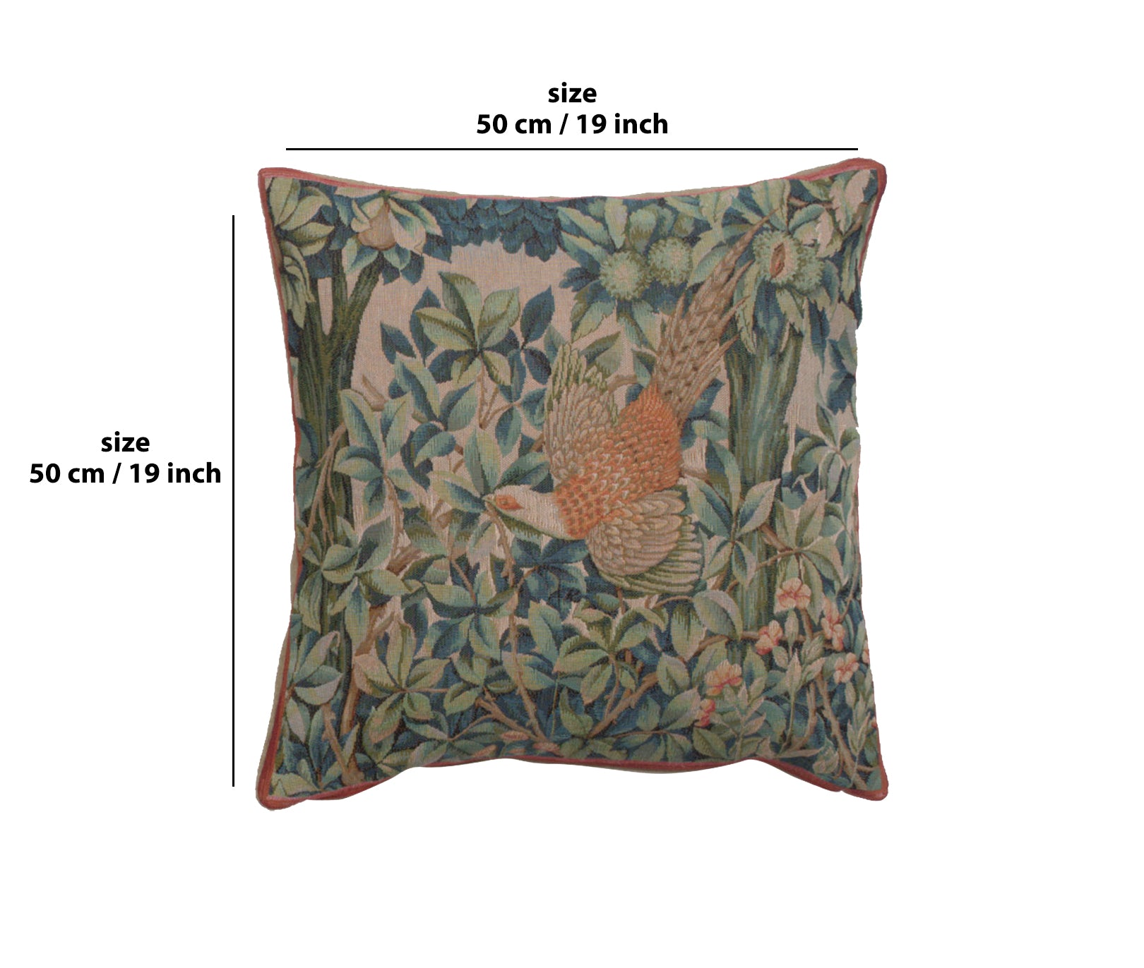 A Pheasant In A Forest Large French Tapestry Cushion by William Morris