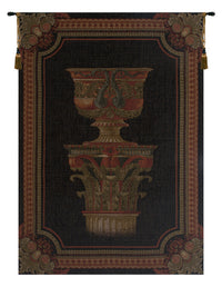 Urn on Pillar Black Small European Tapestry