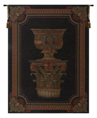 Urn on Pillar Black Large European Tapestry