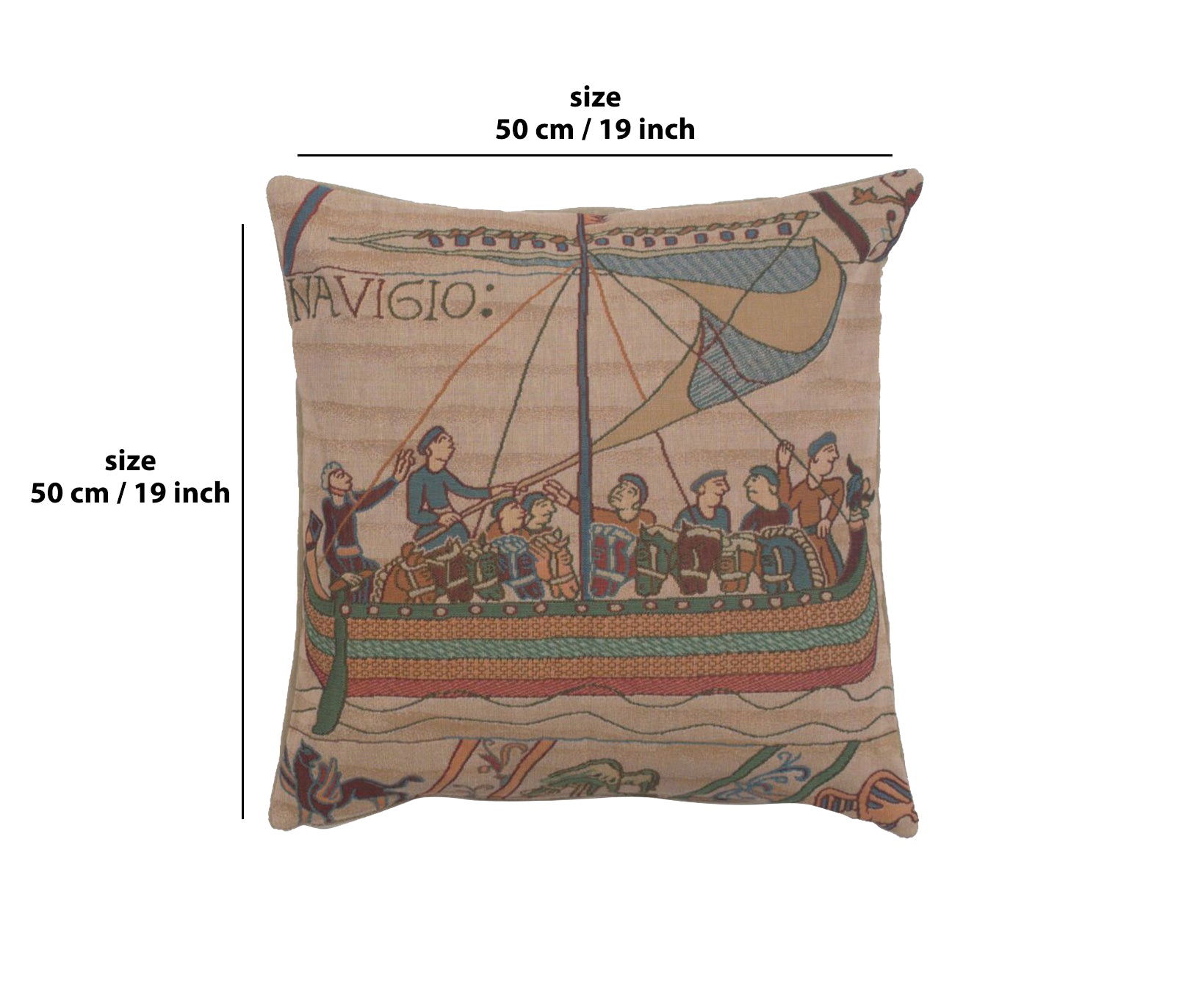 Bayeux The Boat Large French Tapestry Cushion