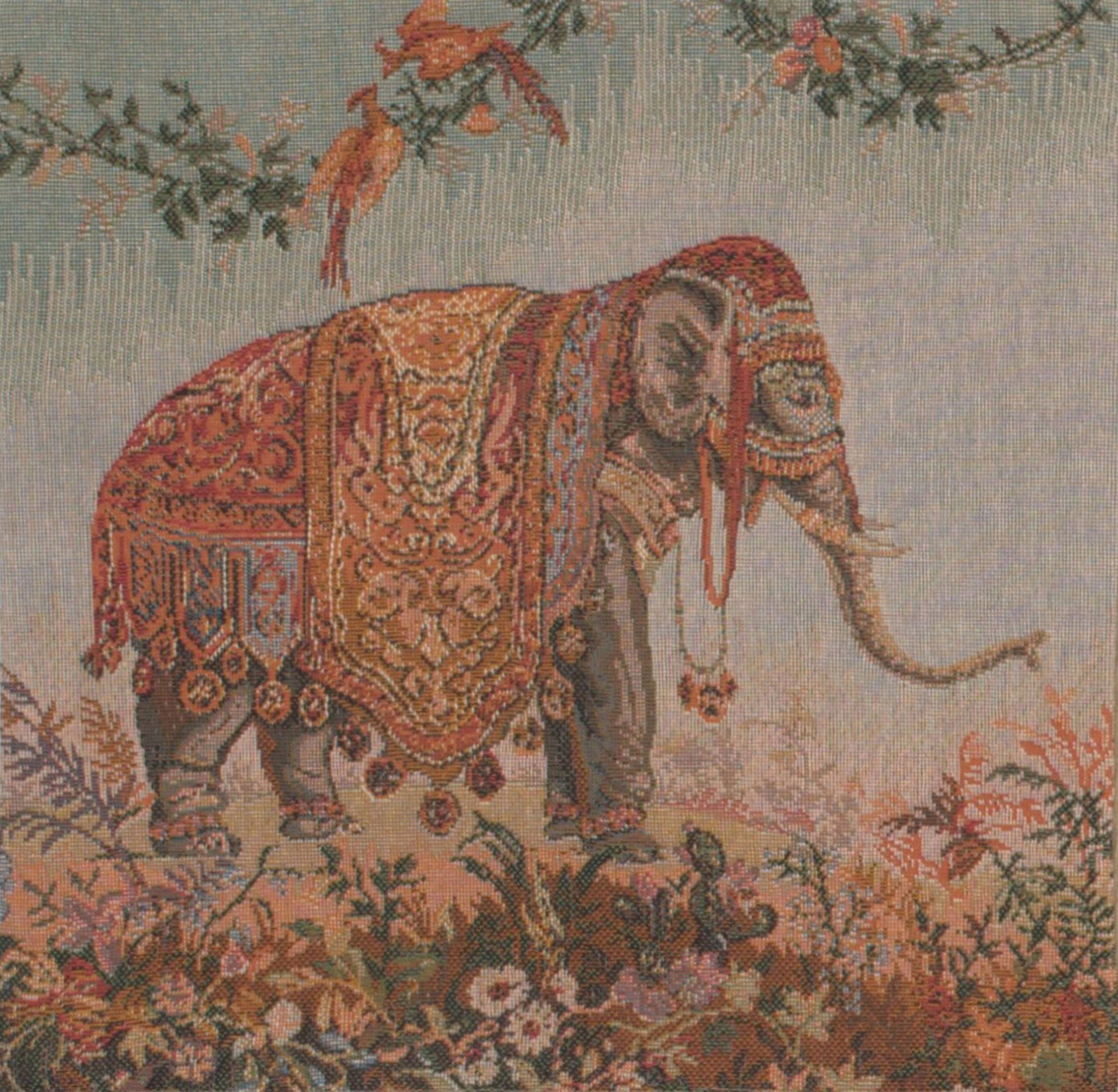 Elephant I Small French Tapestry Cushion by Jean-Baptiste Huet