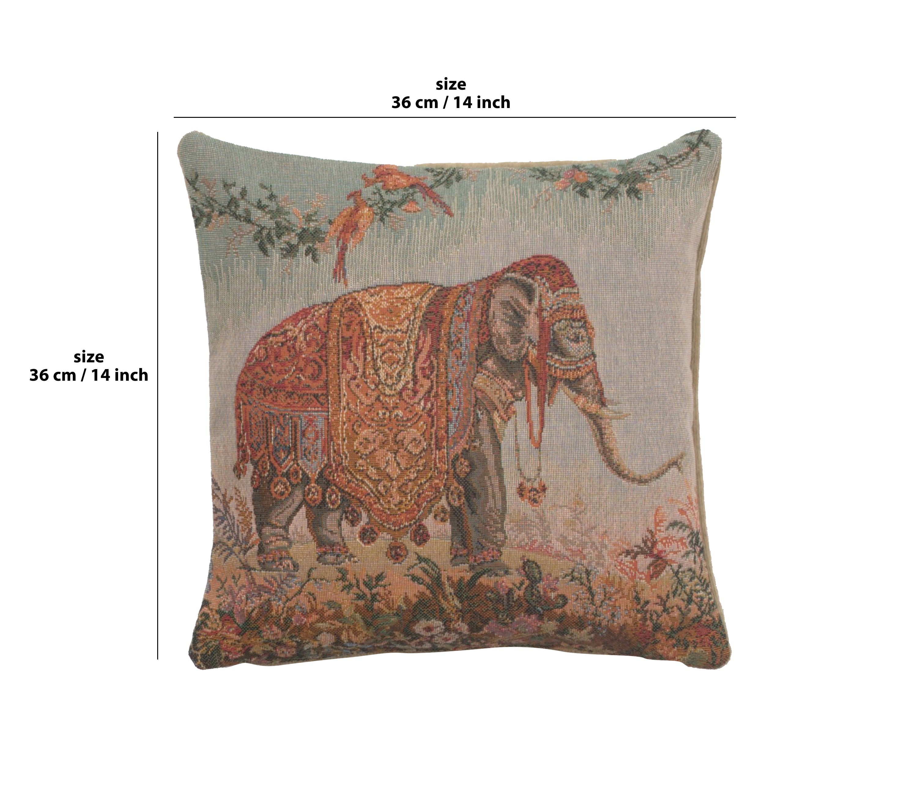 Elephant I Small French Tapestry Cushion by Jean-Baptiste Huet