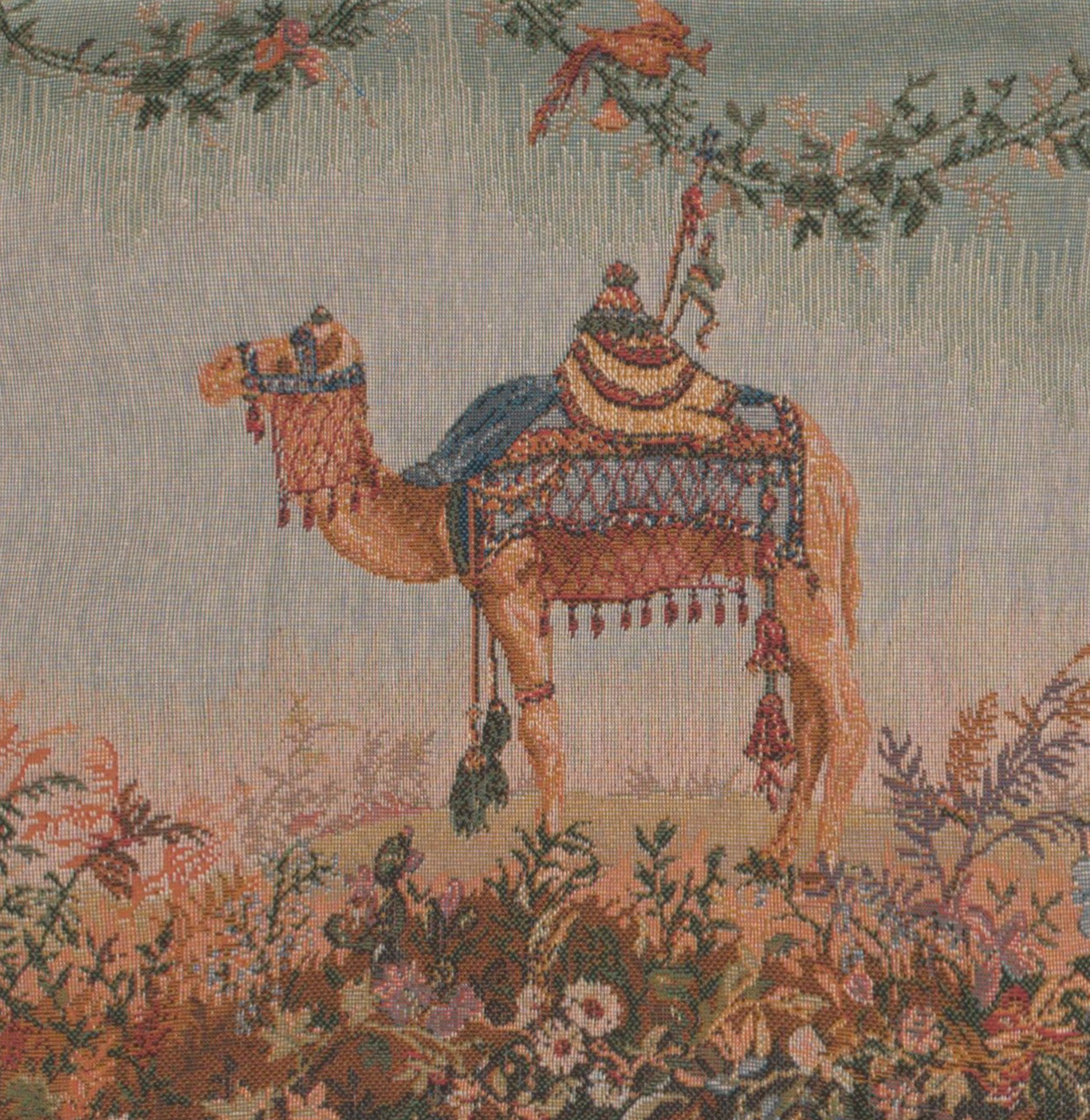 Camel Small French Tapestry Cushion by Jean-Baptiste Huet