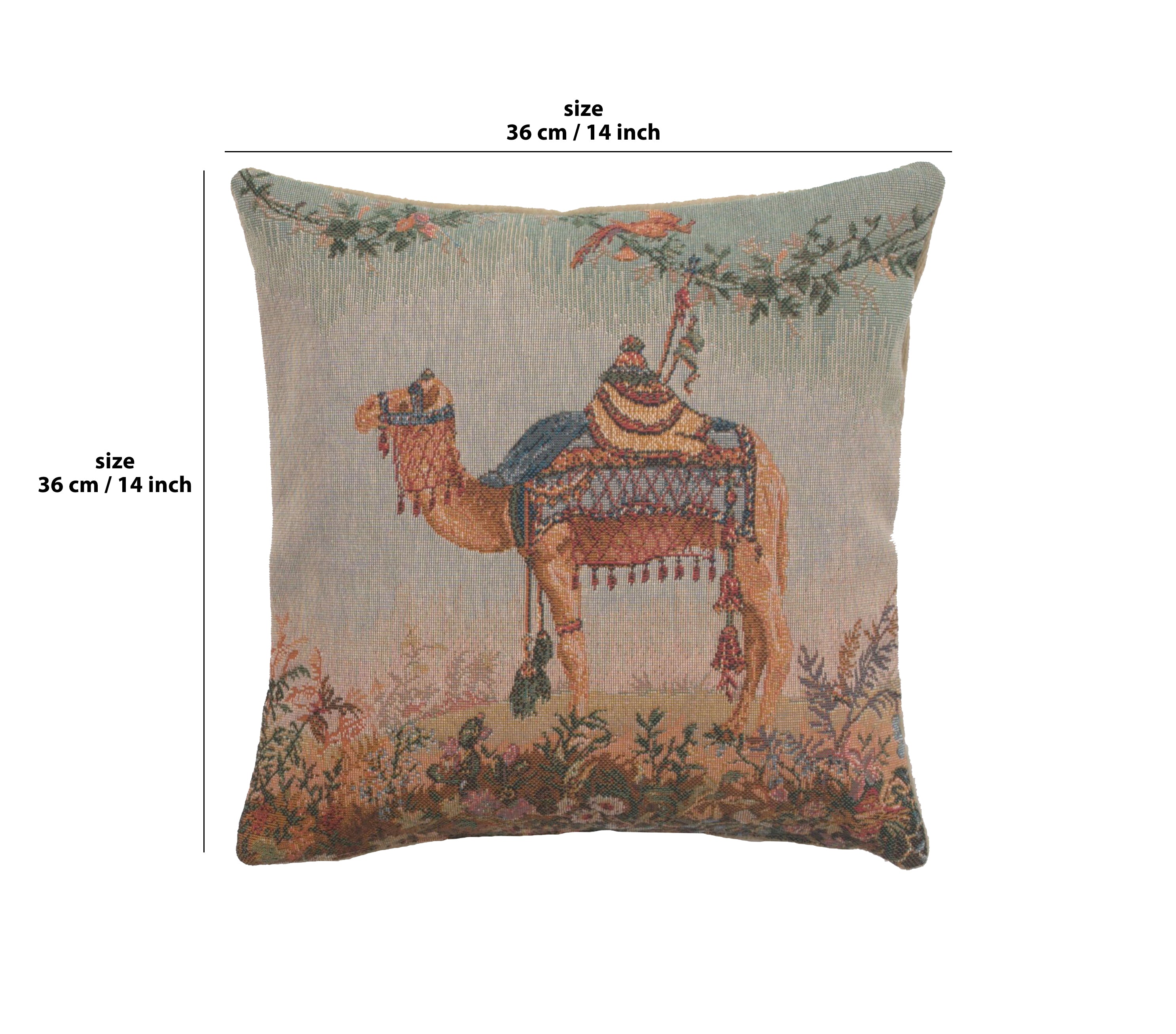 Camel Small French Tapestry Cushion by Jean-Baptiste Huet