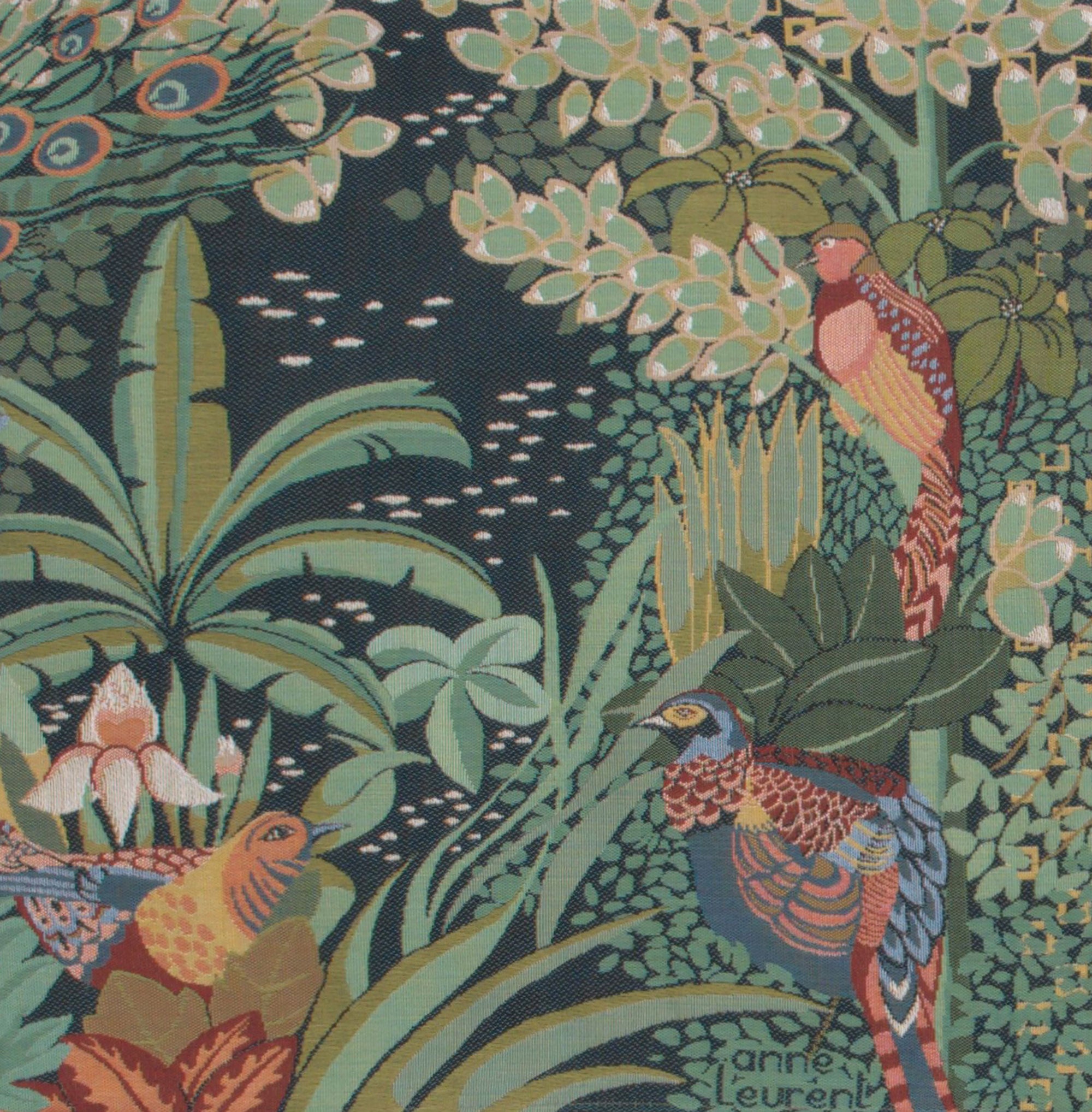 Jungle and Three Birds French Tapestry Cushion by Anne Leurent's