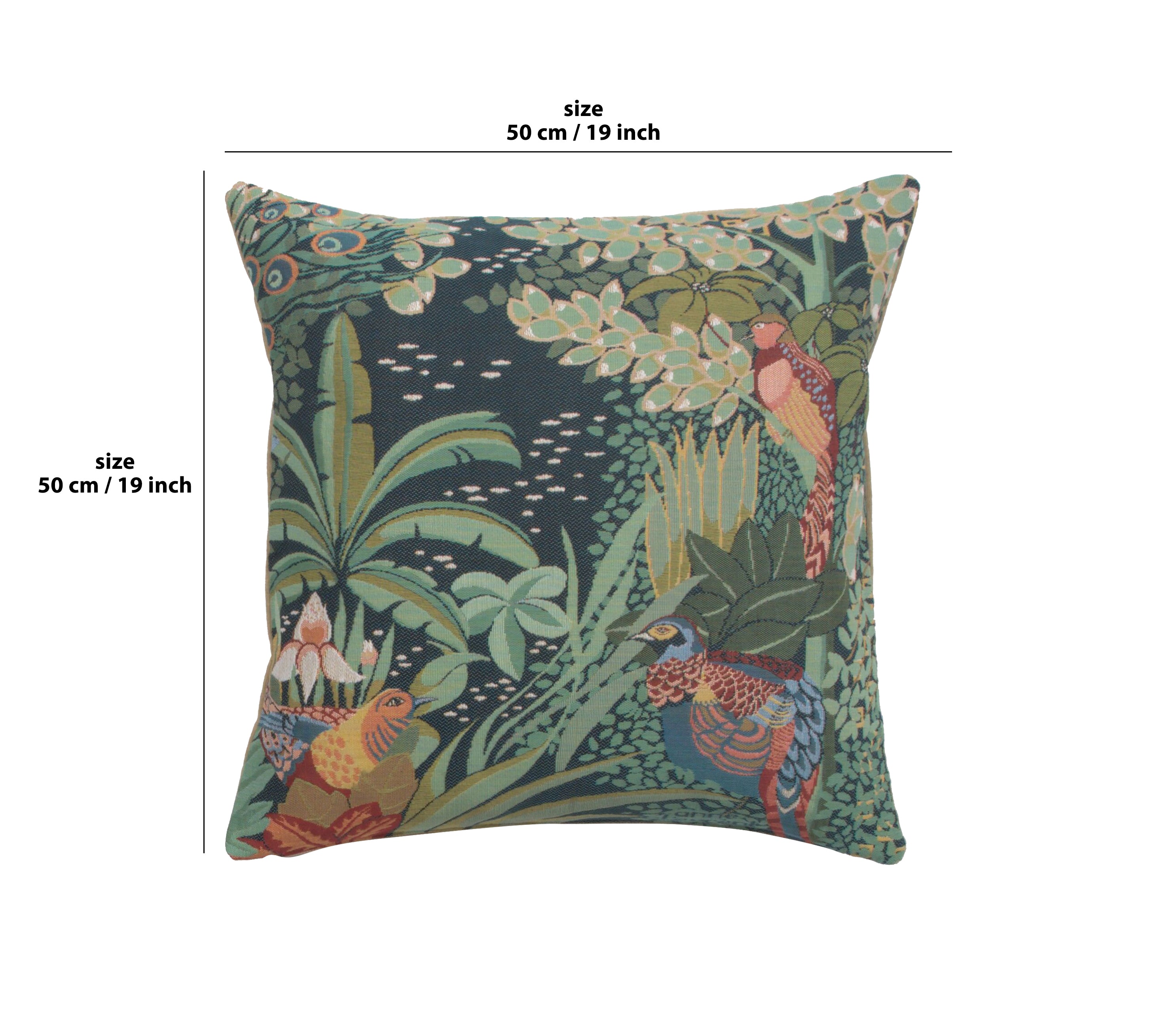 Jungle and Three Birds French Tapestry Cushion by Anne Leurent's