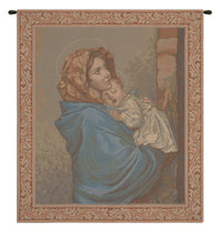 Madonna and Child with Border Italian Tapestry Wall Hanging by Alberto Passini