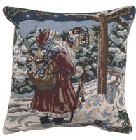 Santa Travelling Italian Tapestry Cushion