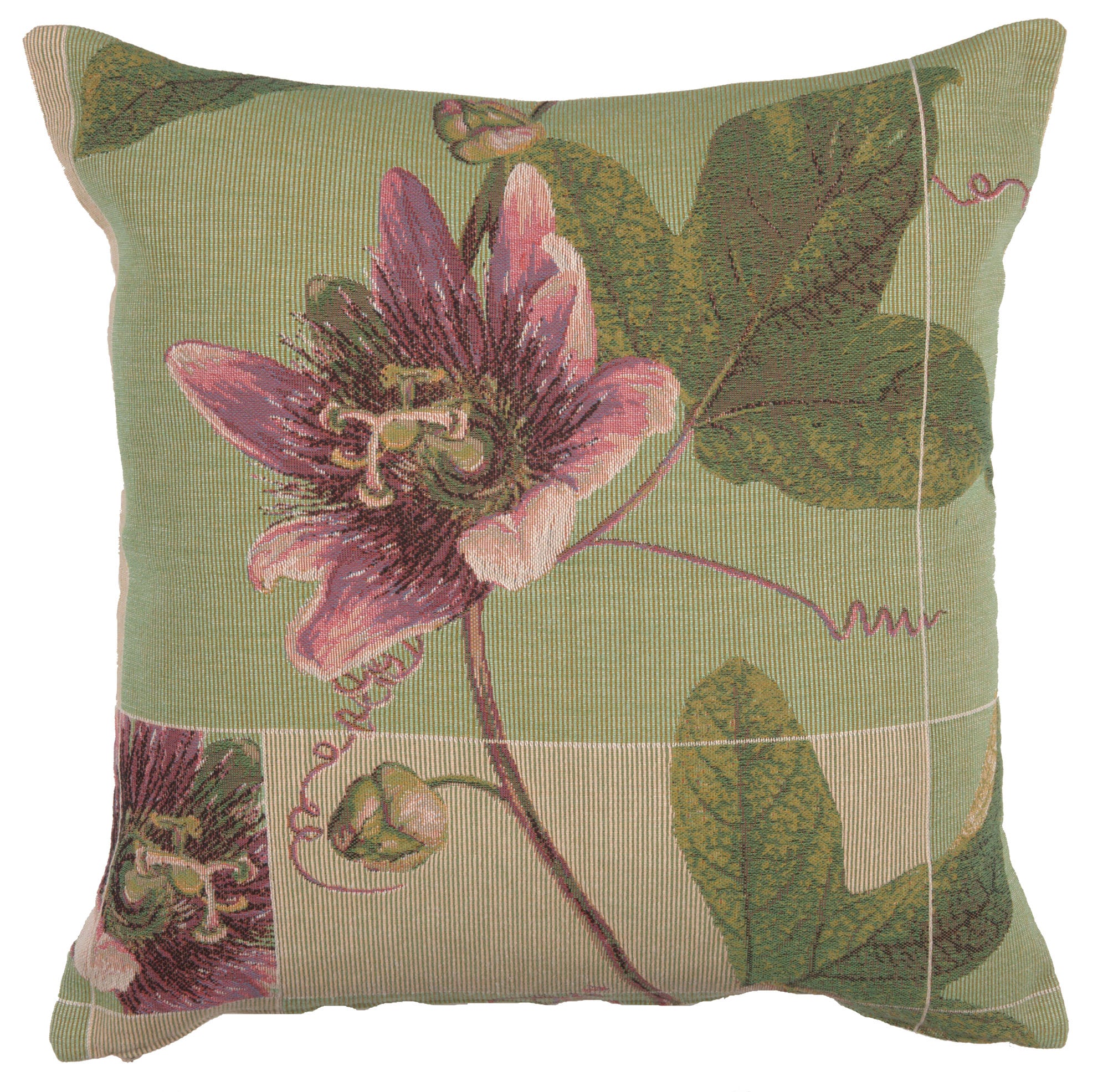 Springtime Blossom Green French Tapestry Cushion