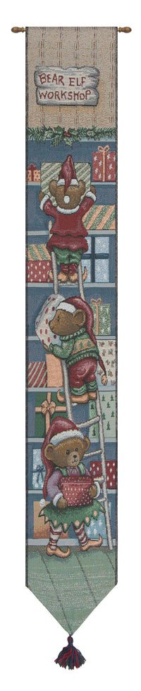 Bear Elf Workshop Tapestry Bell Pull