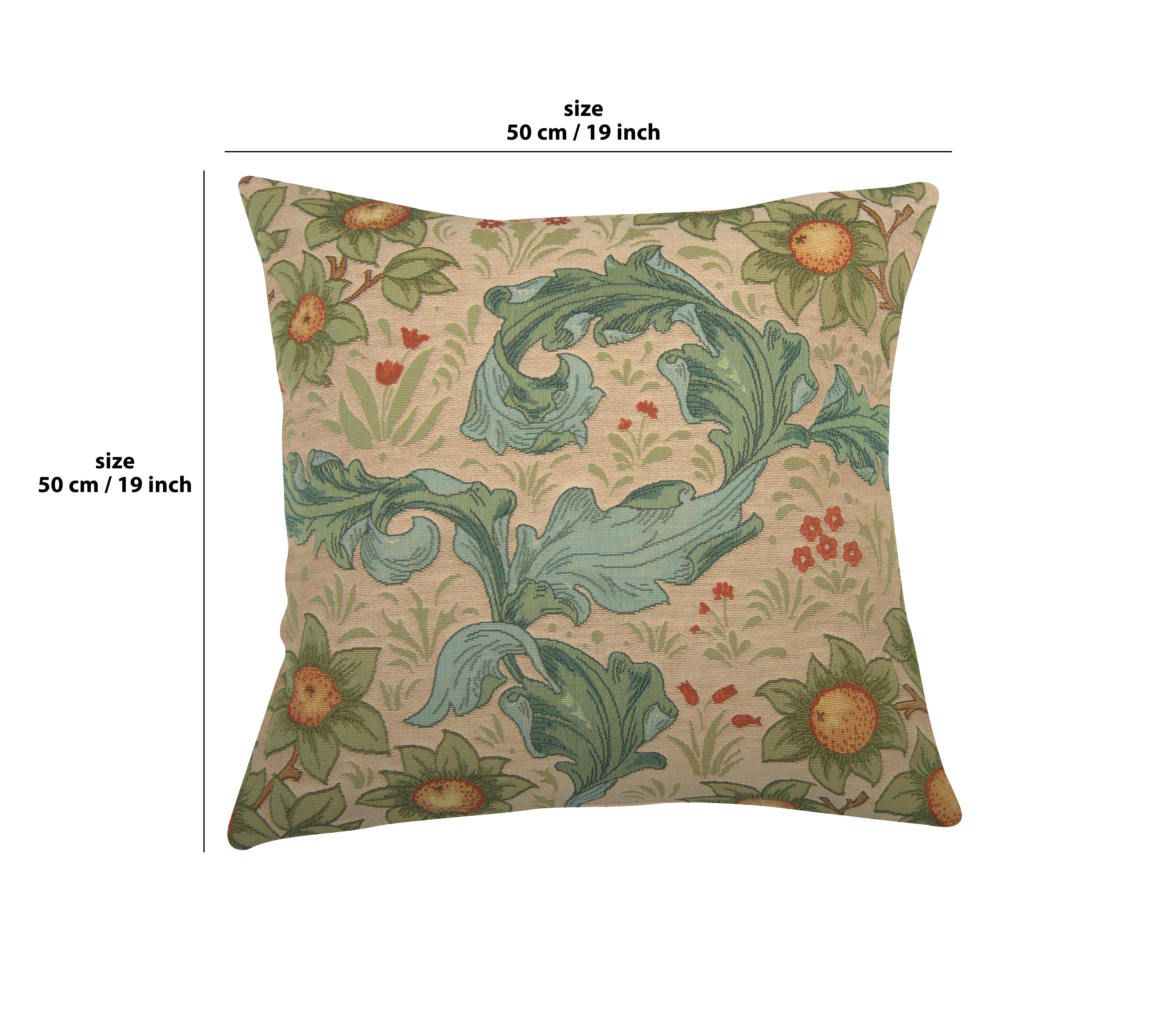 Arabesques w/Orange Tree Light French Tapestry Cushion by William Morris