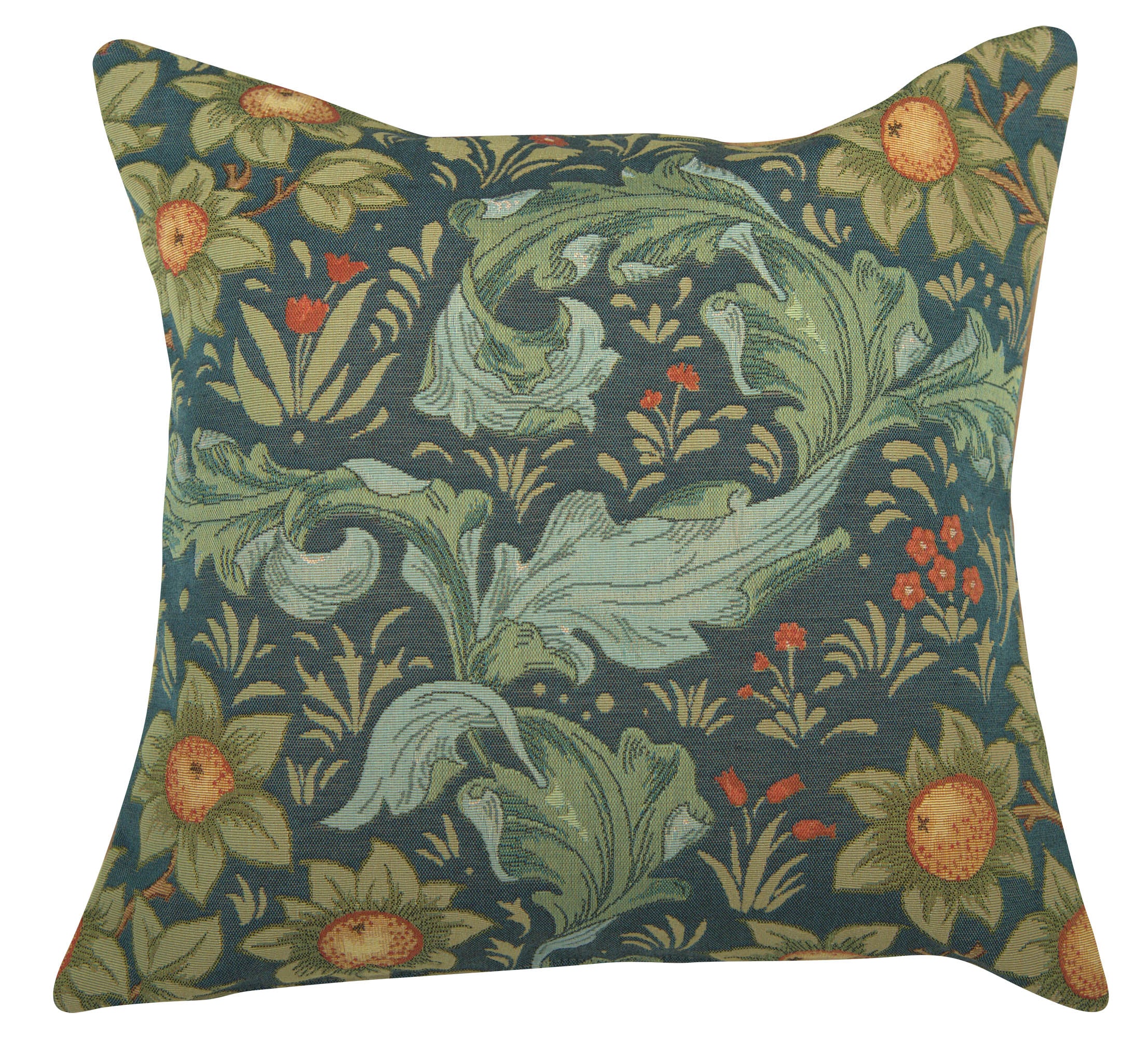 Arabesques w/Orange Tree Blue French Tapestry Cushion by William Morris