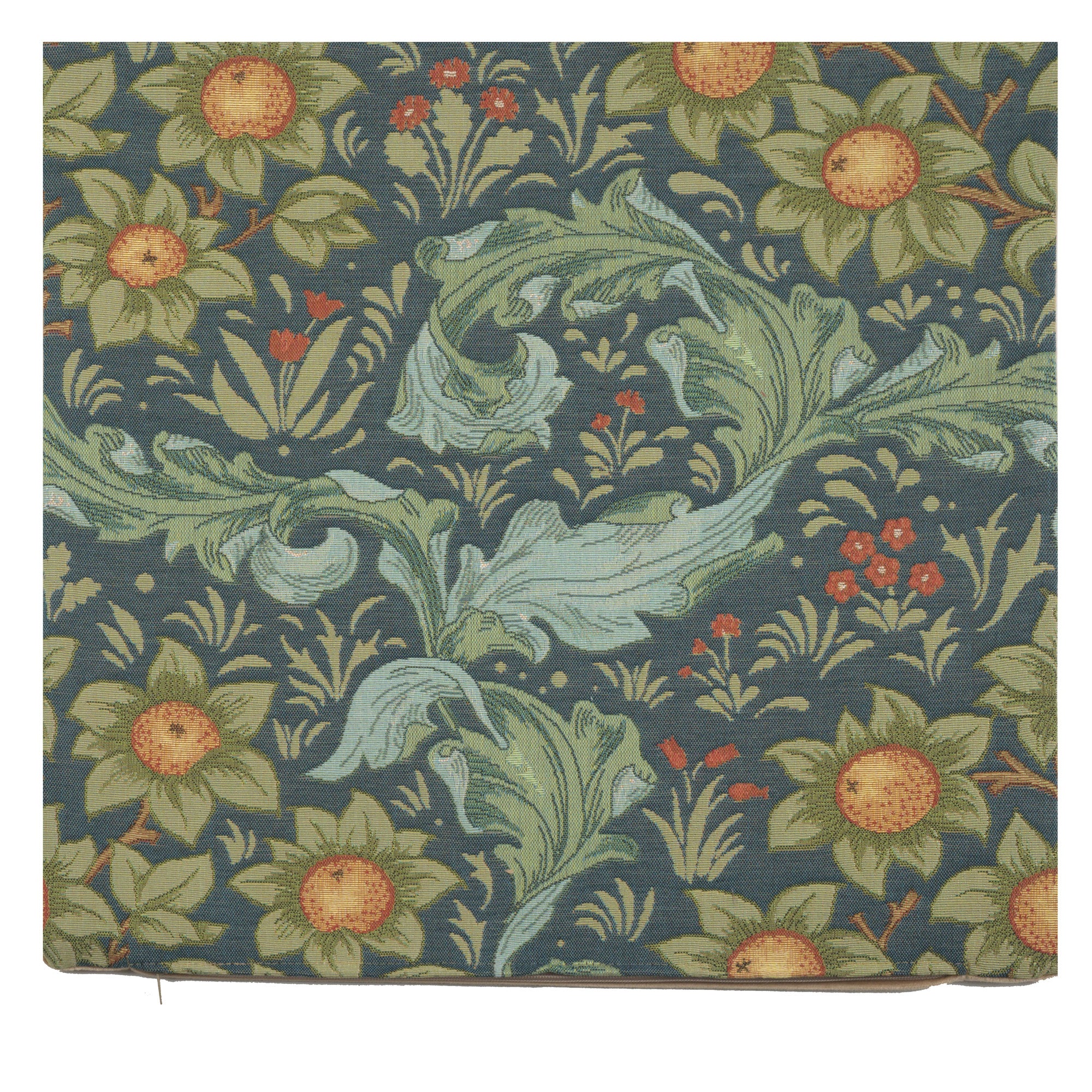 Arabesques w/Orange Tree Blue French Tapestry Cushion by William Morris