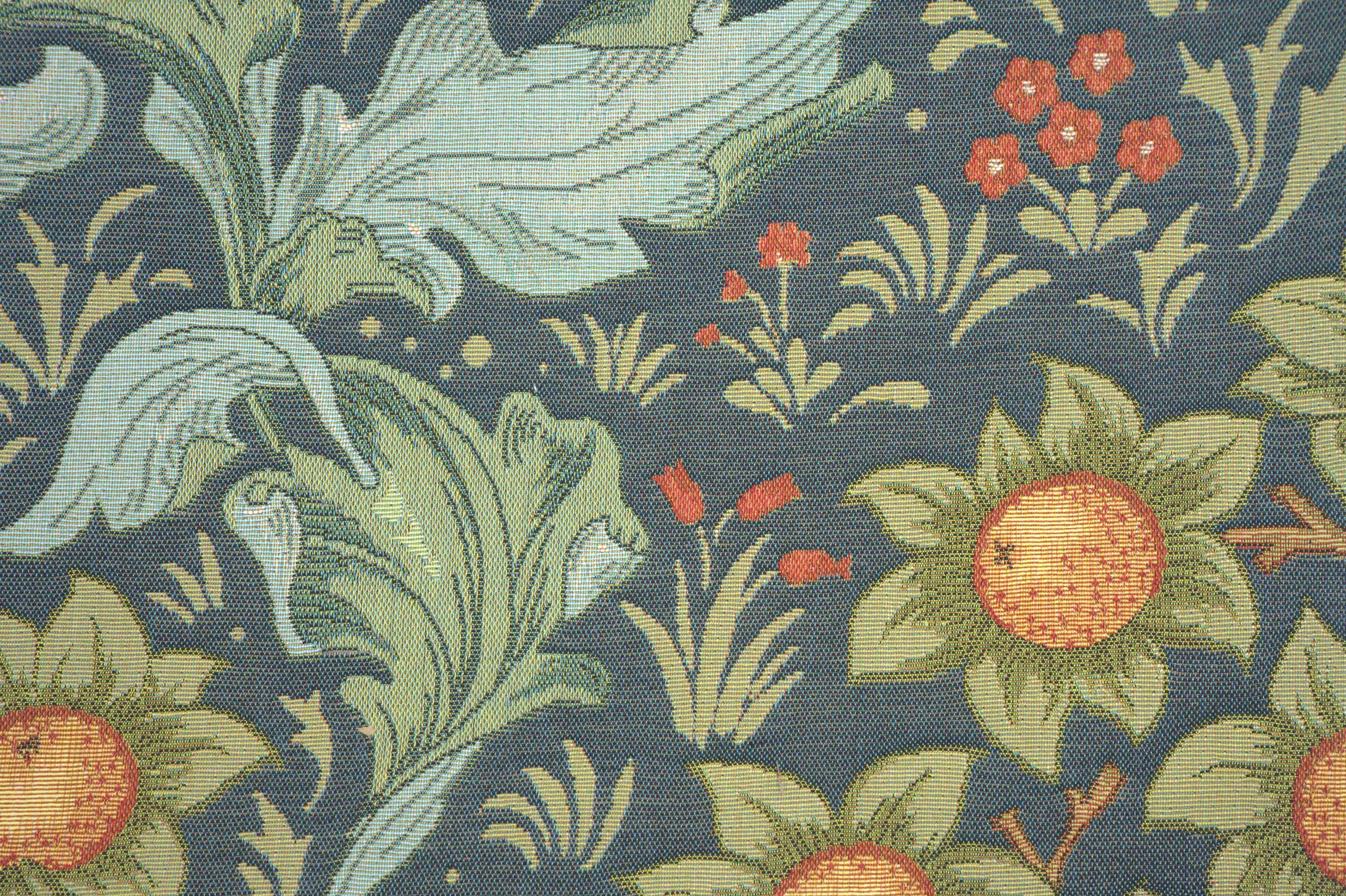 Arabesques w/Orange Tree Blue French Tapestry Cushion by William Morris