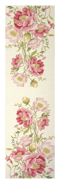 Peonies White French Tapestry Table Runner