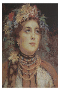 Russian Beauty in Summer Garland Stretched Wall Tapestry by Konstantin Makovsky