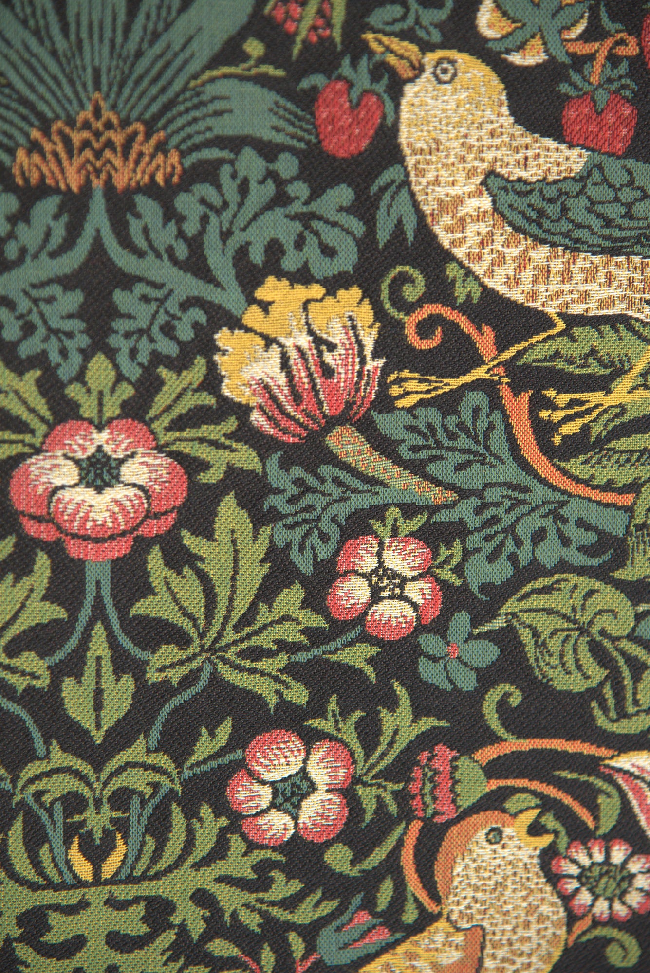 Strawberry Thief Black William Morris European Tapestry by William Morris