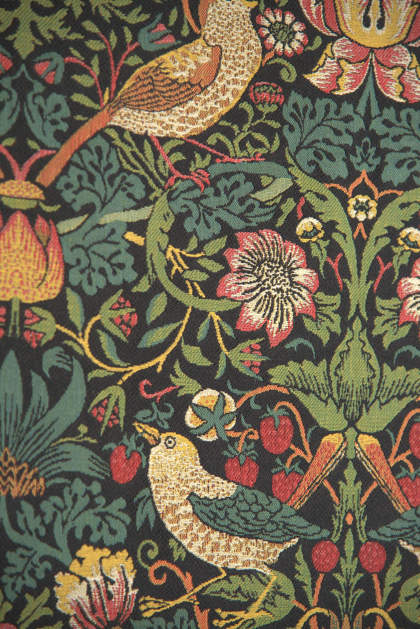 Strawberry Thief Black William Morris European Tapestry by William Morris