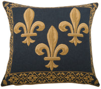 Fleur de Lys III Blue European Cushion Cover