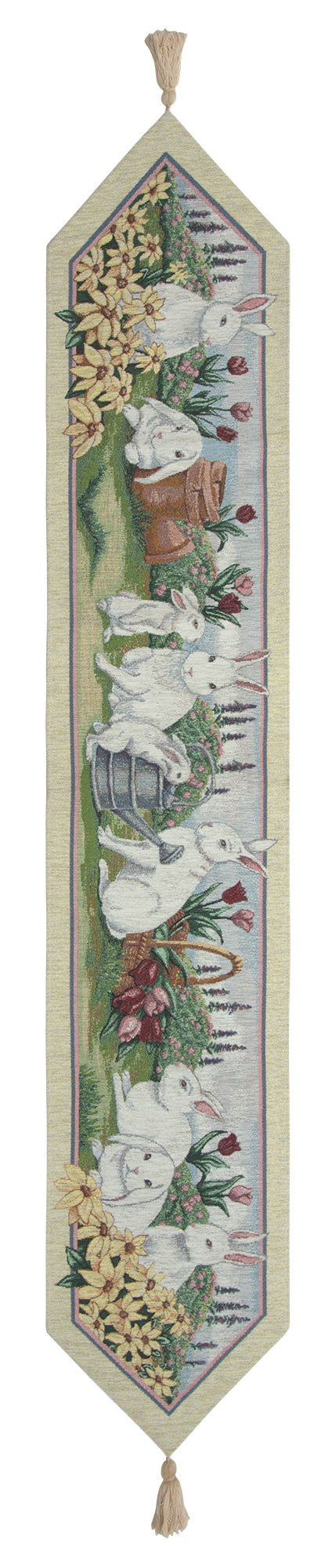 Rabbit Garden Chenille Tapestry Table Runner