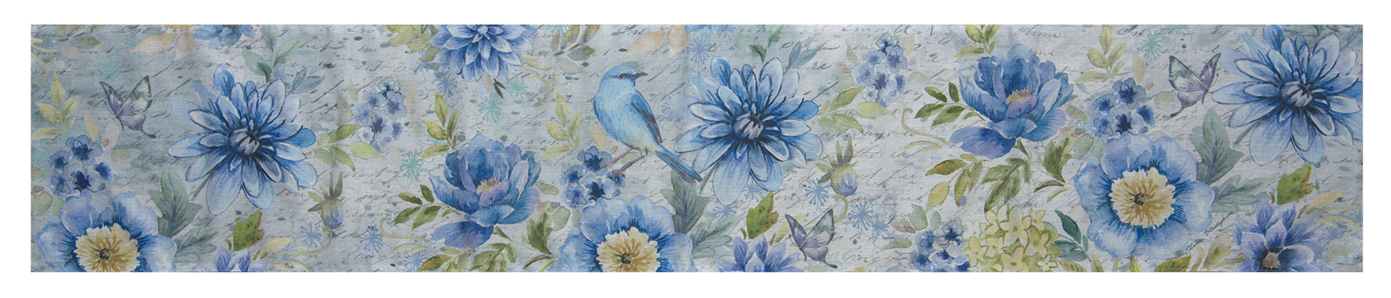 Spring Mix Bluebird Floral Tapestry Table Runner