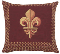 Framed Fleur de Lys Red French Tapestry Cushion