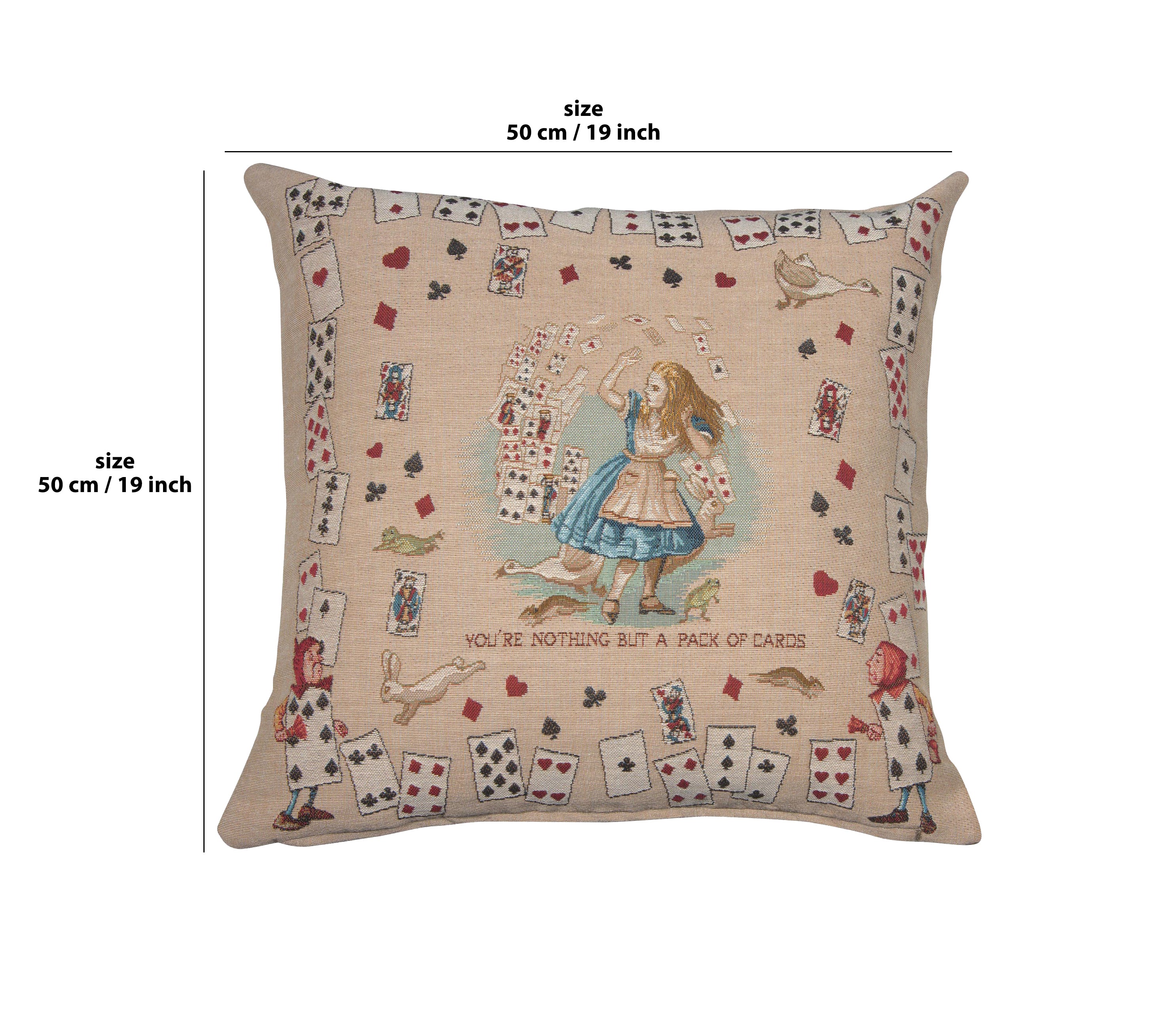 The Pack of Cards Alice In Wonderland French Tapestry Cushion by John Tenniel