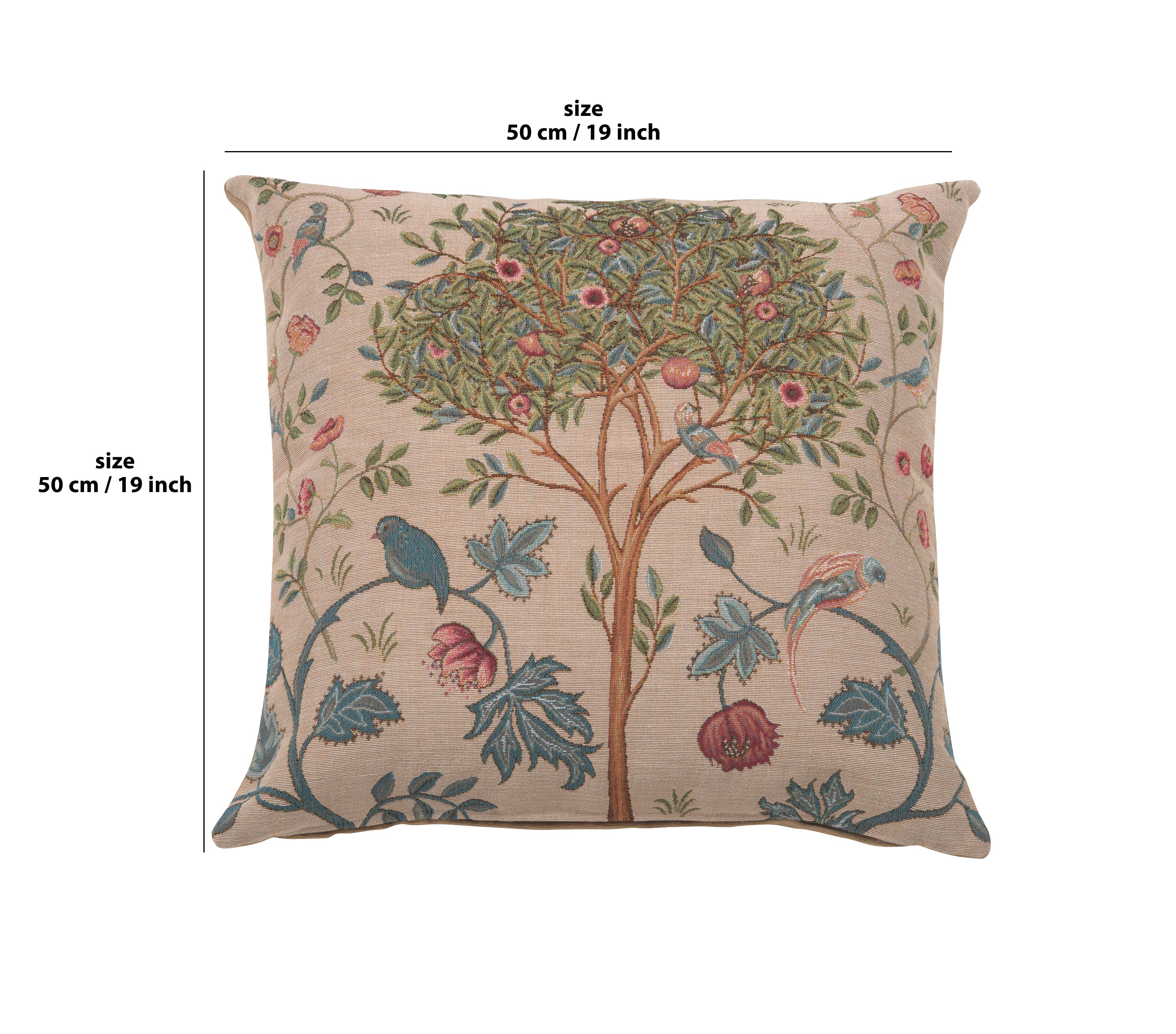 Kelmscott Tree Beige French Tapestry Cushion by William Morris