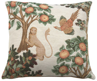 Lion and Pheasant Forest White French Tapestry Cushion