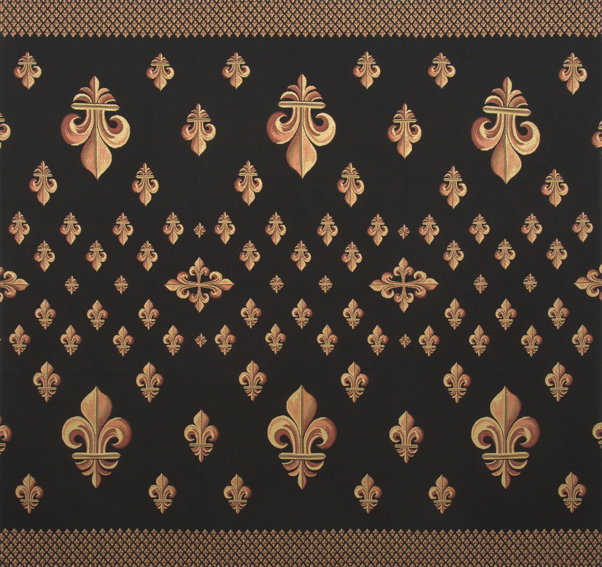 Grand Fleur de Lys Black French Tapestry Throw