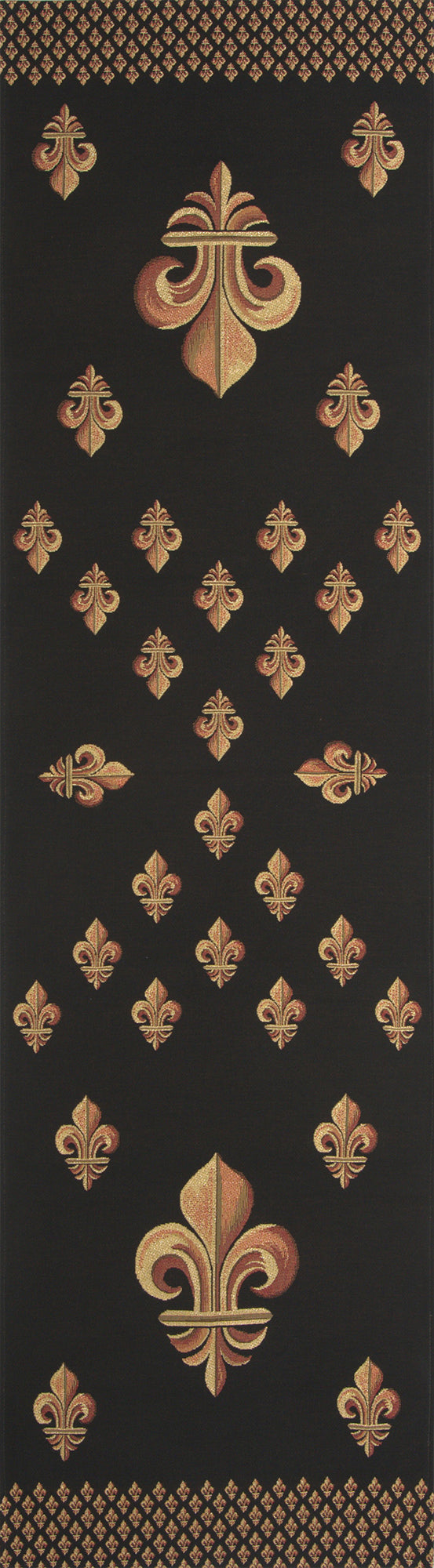 Royal Fleur de Lys Black French Tapestry Table Runner