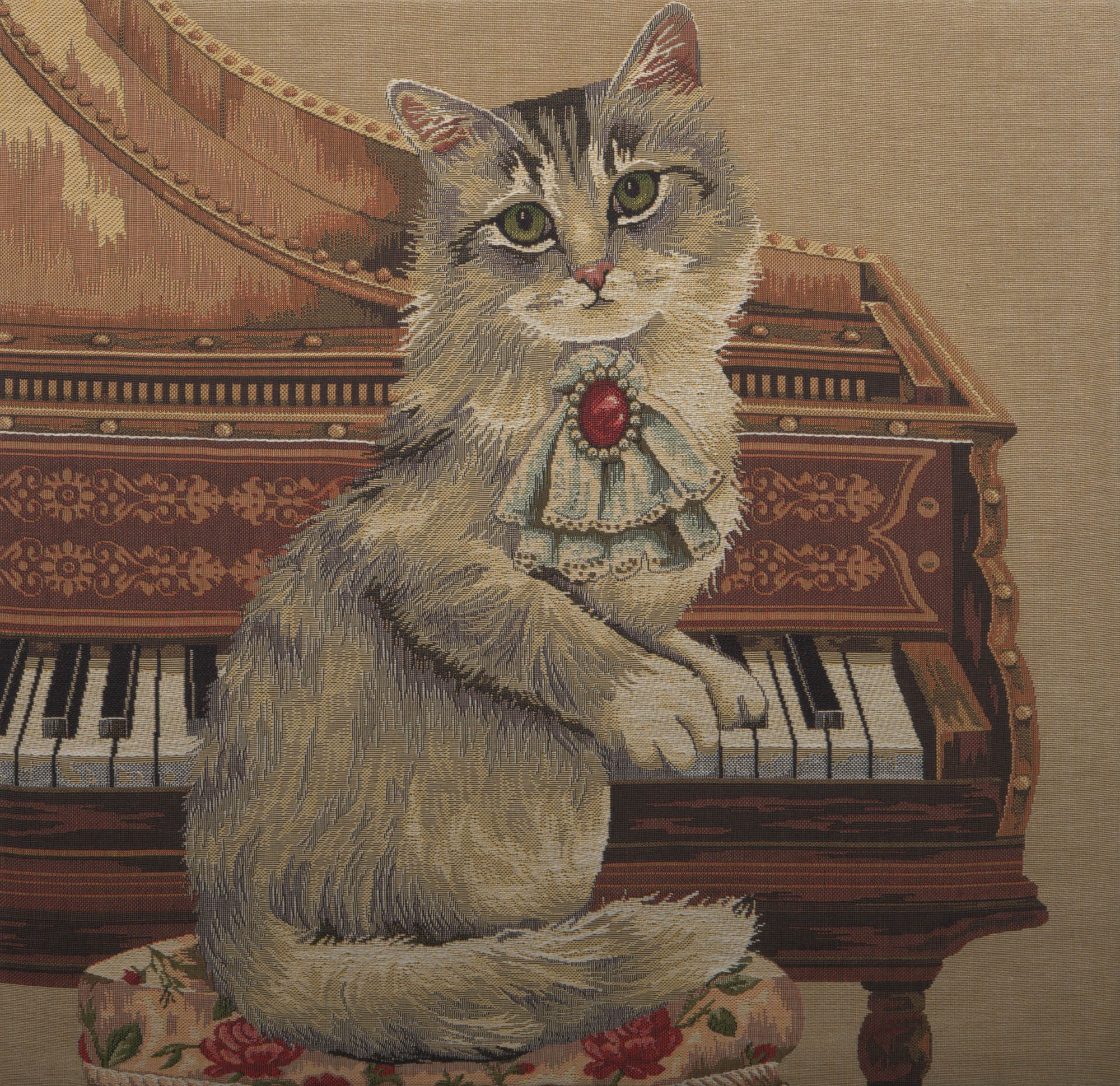 Cat With Piano European Cushion Cover