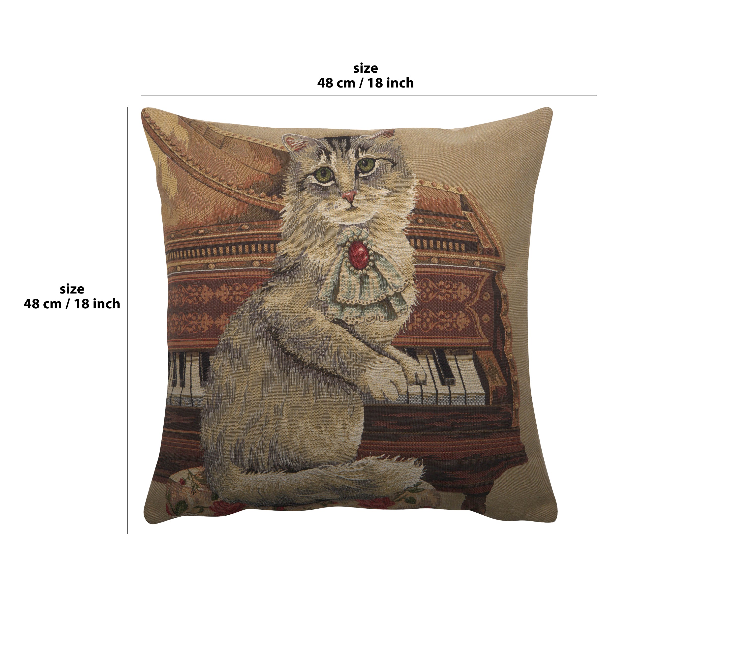 Cat With Piano European Cushion Cover