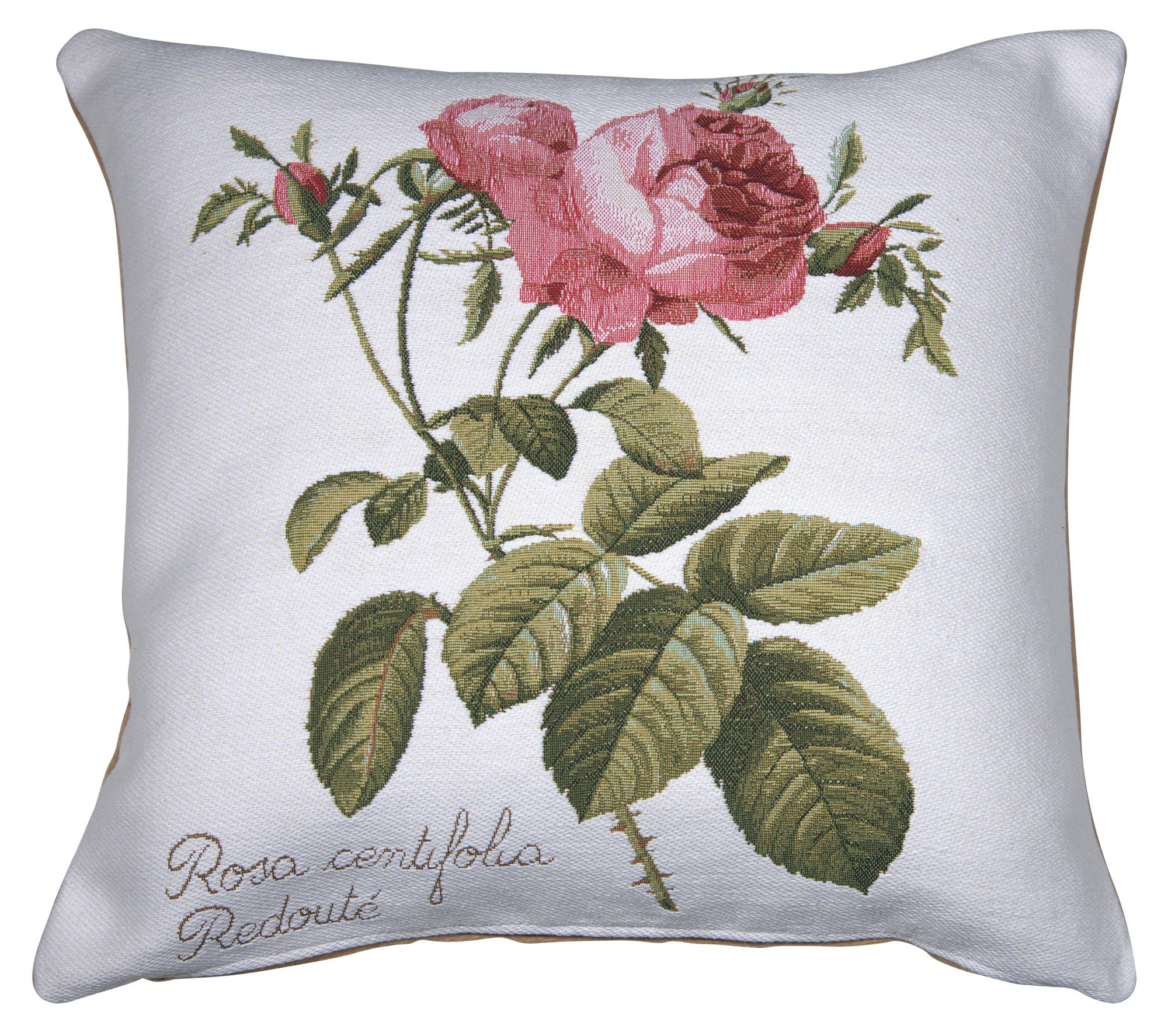 Rose On Right White French Tapestry Cushion