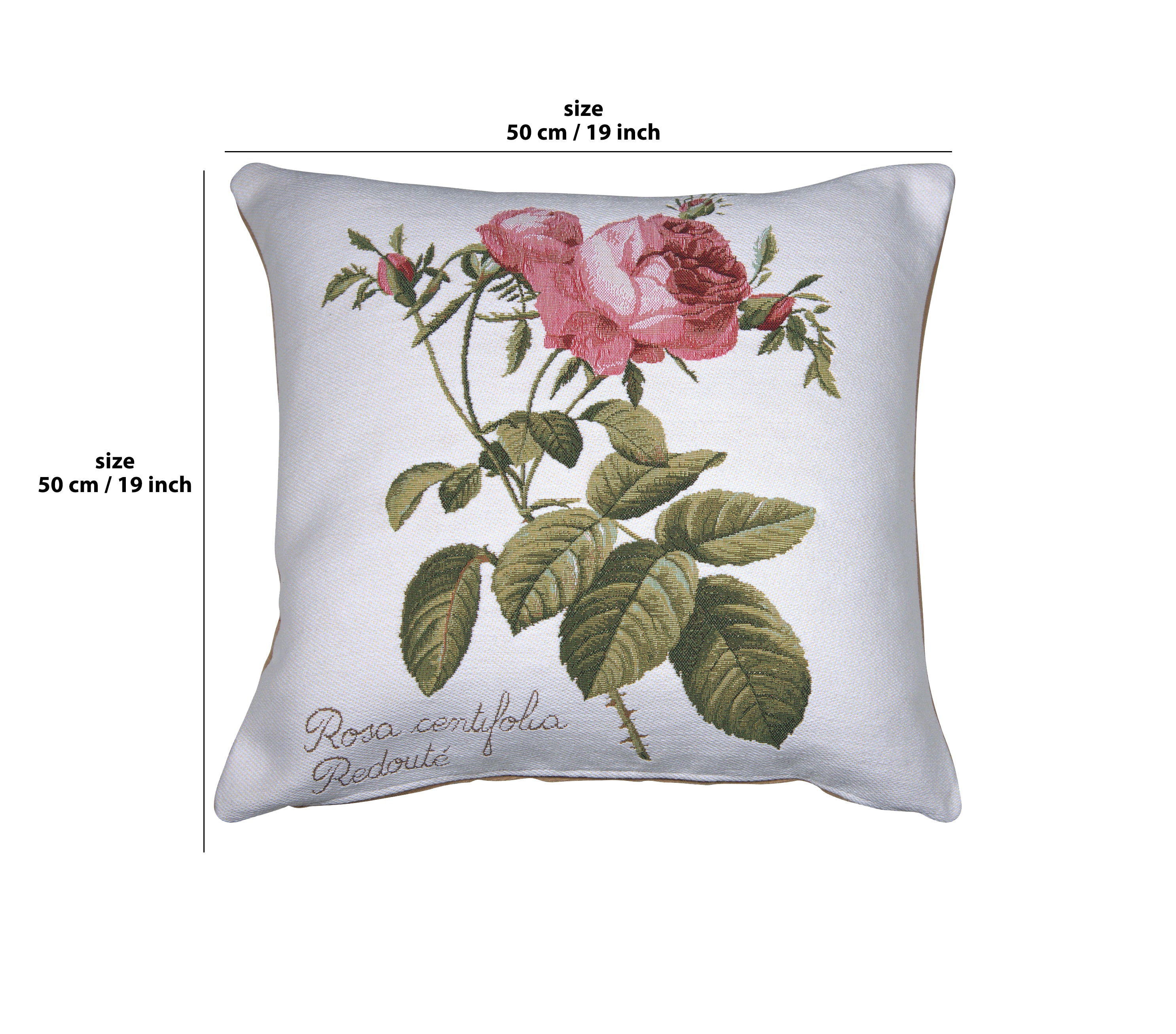 Rose On Right White French Tapestry Cushion