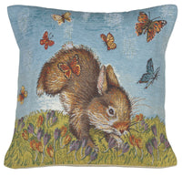 Bunny and Buterflies Belgian Tapestry Cushion