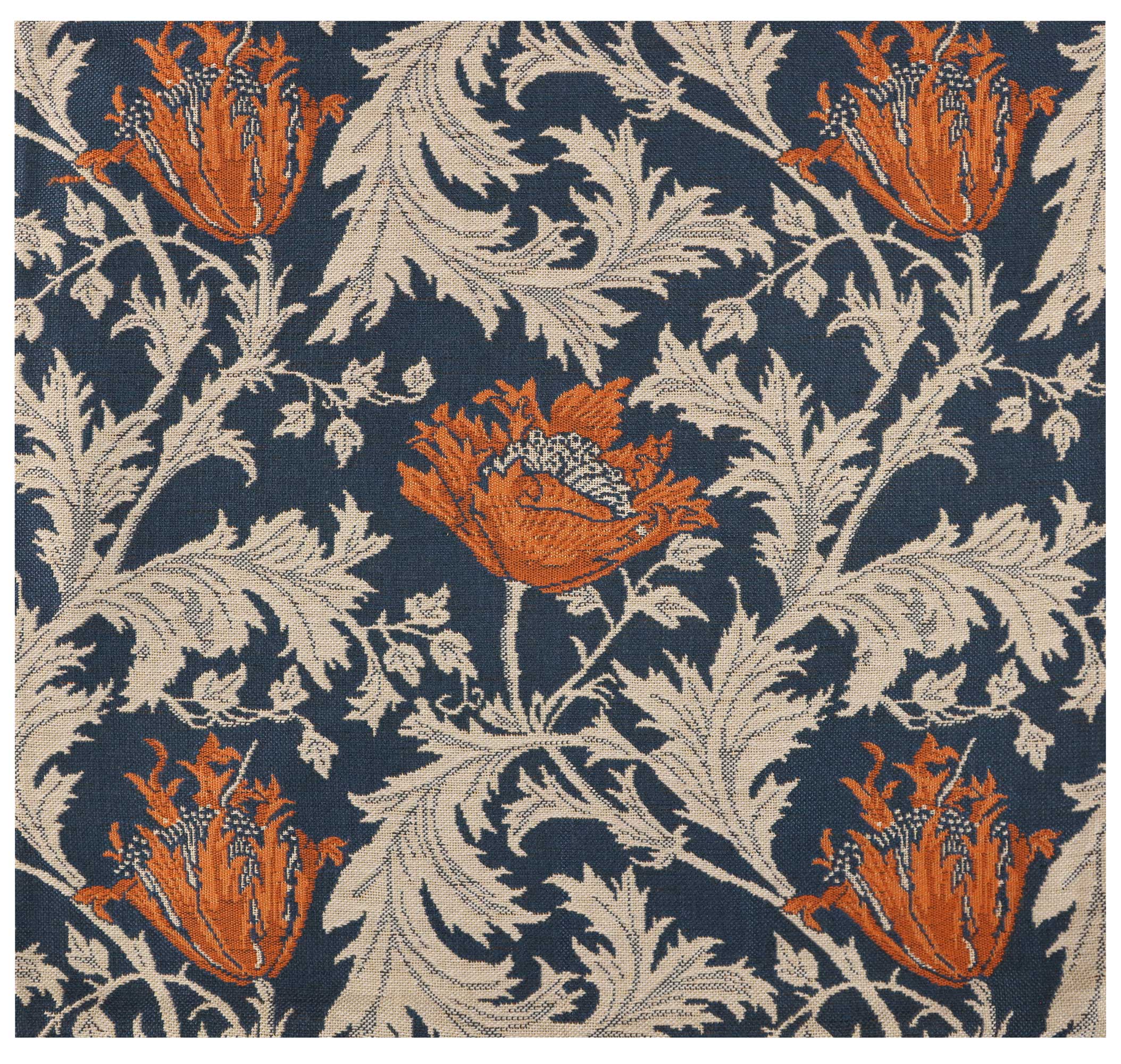 Anemone Blue Rust Belgian Cushion Cover by William Morris